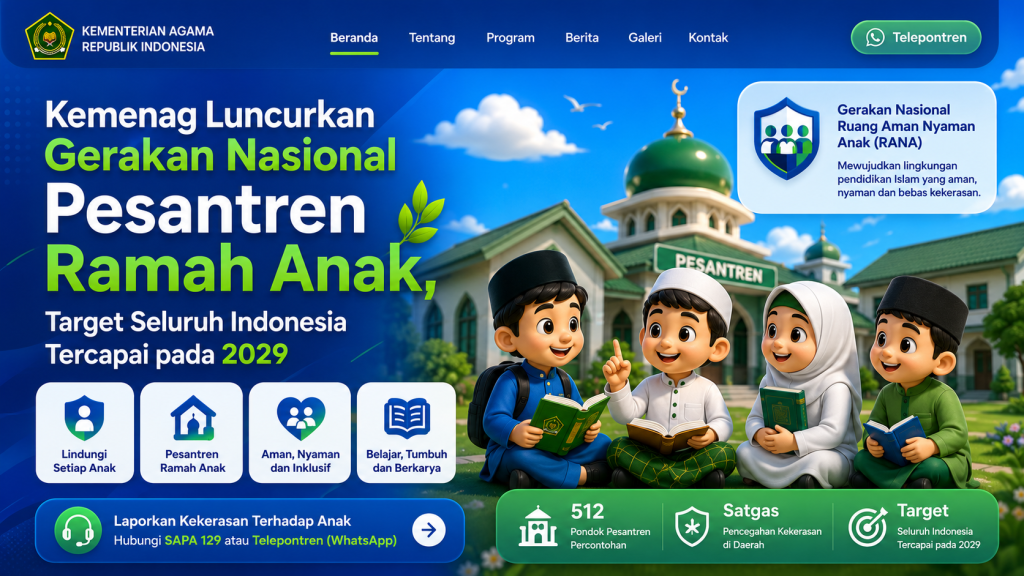 Kemenag Luncurkan Gerakan Nasional Pesantren Ramah Anak, Target Seluruh Indonesia Tercapai pada 2029